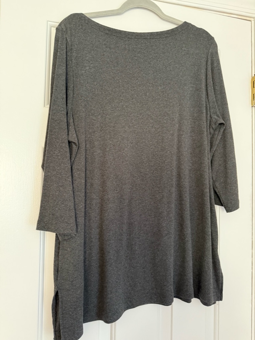 Karen Scott Boat Neck Heather Charcoal Gray 3/4 Sleeve Tunic Top
